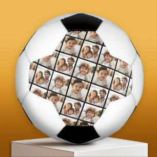 Balón De Fútbol 3 Collage de fotos - Patrón escalonado - Negro
