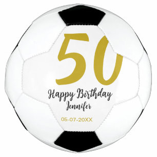 Balón De Fútbol 50 cumpleaños añadir nombre fecha año negro planti