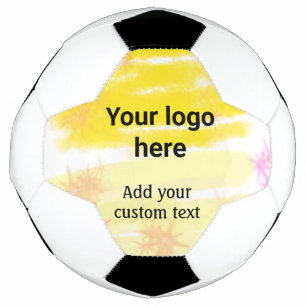 Balón De Fútbol Acuarela amarilla simple agregue su logotipo texto
