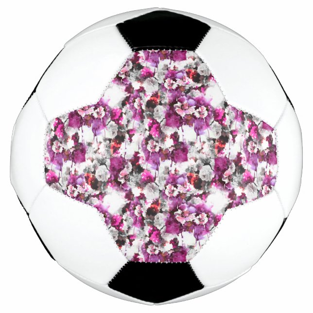 Balón De Fútbol Acuarela floral - Diseño abstracto rosa y blanco (Anverso)