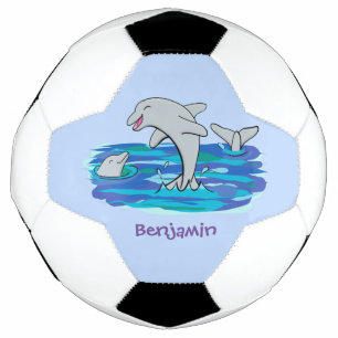 Balón De Fútbol Adorables delfines felices ilustracion personaliza