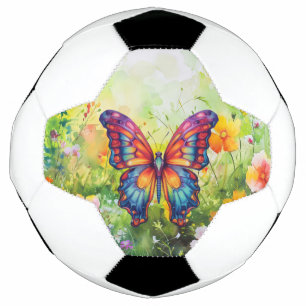 Balón De Fútbol Alas Naranjas azules de mariposa