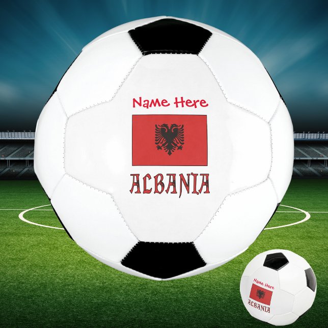 Balón De Fútbol Albania y la bandera albanesa Personalización Roja (Subido por el creador)