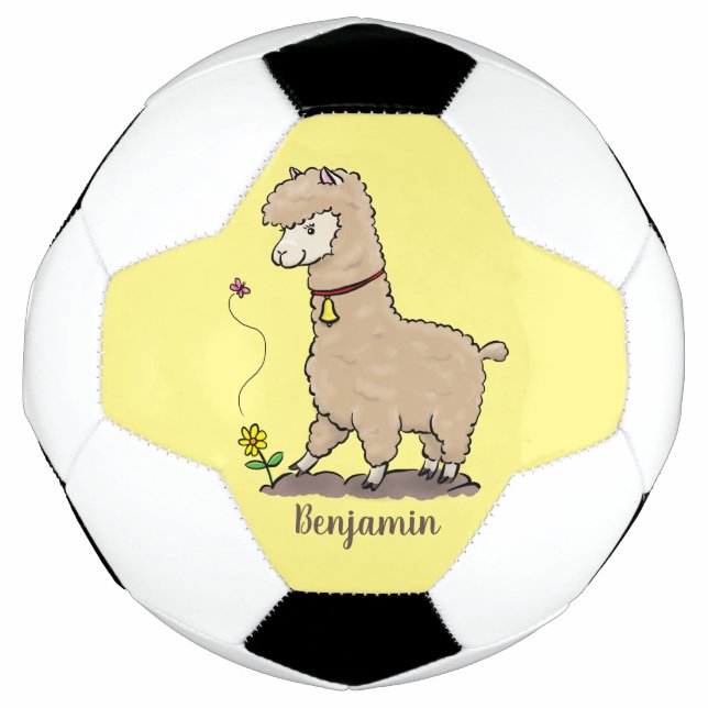 Balón De Fútbol Alpaca feliz con personalizado de mariposa (Anverso)