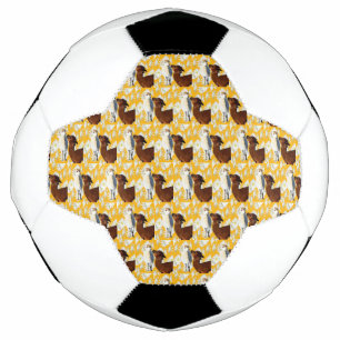 Balón De Fútbol Alpacas Marrón Y Blanca Con Flores De Cactus,