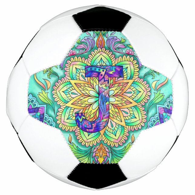 Balón De Fútbol Alphabet J mandala (Anverso)