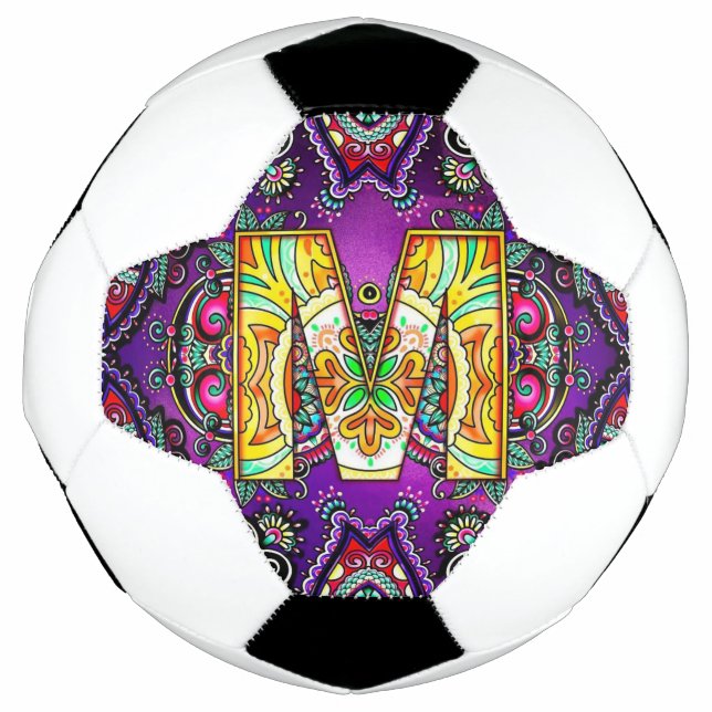 Balón De Fútbol Alphabet M mandala (Anverso)