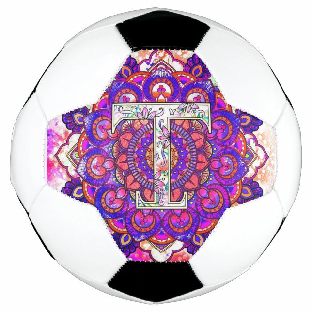 Balón De Fútbol Alphabet T mandala (Anverso)