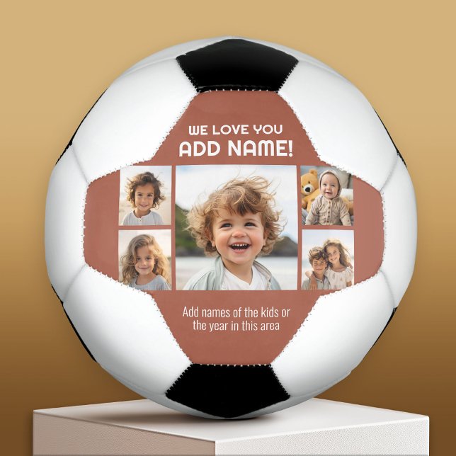 Balón De Fútbol Amamos a papá o abuelo - 5 Collages de fotos (Custom Soccer Ball)