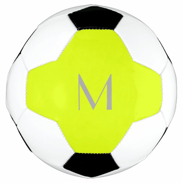 Balón De Fútbol amarillo fluorescente - añadir monograma (Anverso)