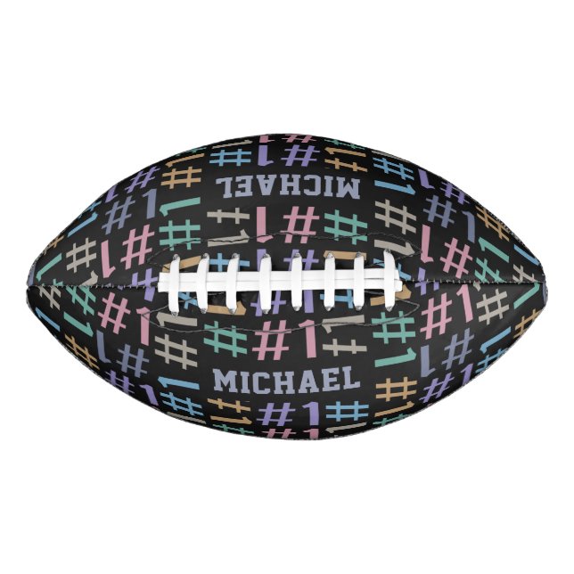 Balón De Fútbol Americano “# 1” Pattern custom name football (Anverso)