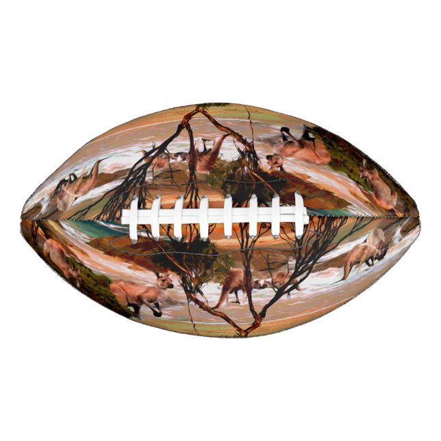 Balón De Fútbol Americano Aceite De Canguro Pintando La Playa, (Anverso)