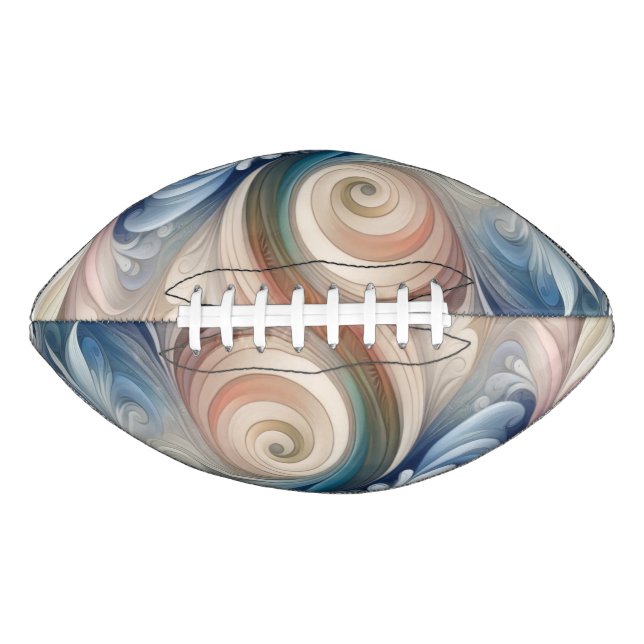 Balón De Fútbol Americano Acuarela Fantasía Pastel Floral Azul & Crema (Anverso)