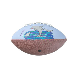 Balón De Fútbol Americano Adorables delfines felices ilustracion personaliza