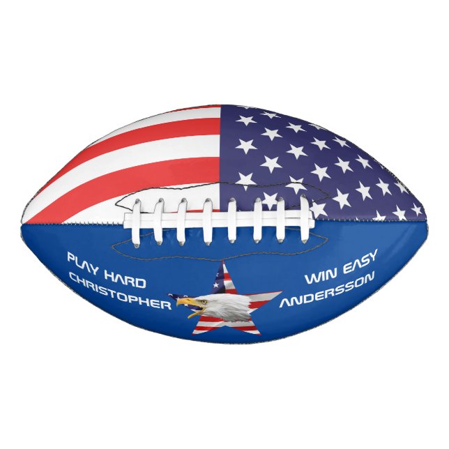 Balón De Fútbol Americano Águila Valiente, Bandera Americana, Patriótico (Anverso)