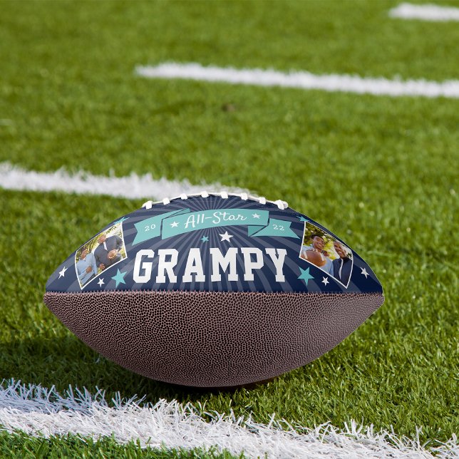 Balón De Fútbol Americano All Star Grampy | Foto del abuelo Personalizado (Subido por el creador)