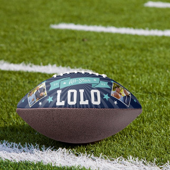Balón De Fútbol Americano All Star Lolo | Foto del abuelo Personalizado (Subido por el creador)