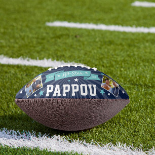Balón De Fútbol Americano All Star Pappou Foto del abuelo Personalizado