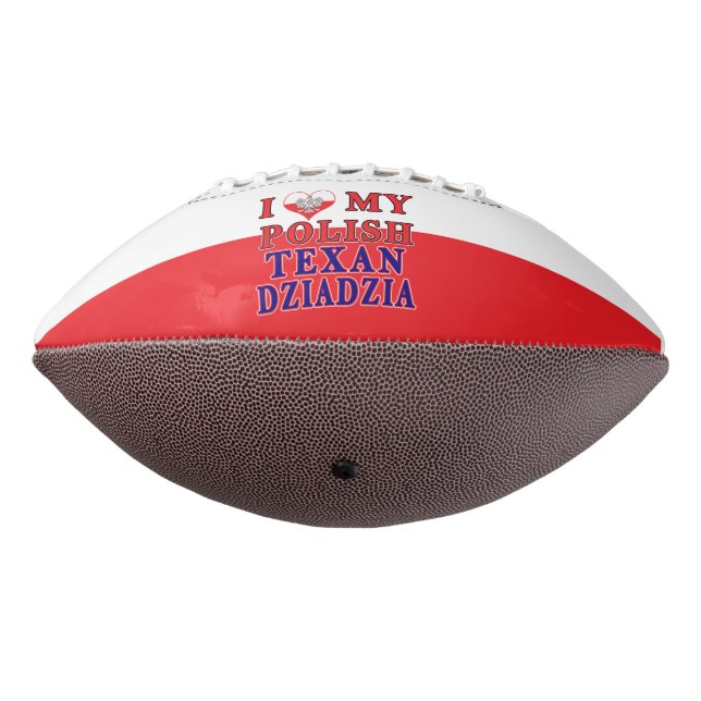 Balón De Fútbol Americano Amo a mi Texan polaco Dziadzia (Girado 270)