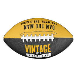 Balón De Fútbol Americano Año de nacimiento original de cuero negro y oro