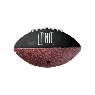 Balón De Fútbol Americano Audaz Monograma Moderno 3 Iniciales   Blanco sobre