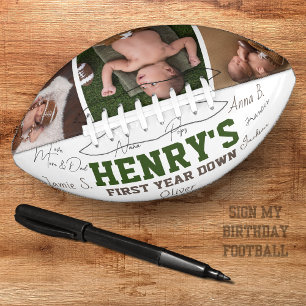 Balón De Fútbol Americano Autografo Keepsake de fútbol de primer cumpleaños