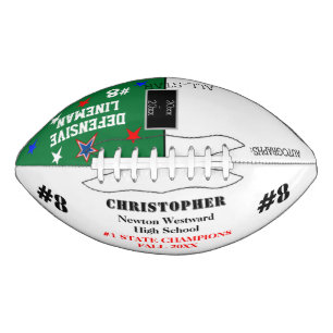 Balón De Fútbol Americano Autografos Campeones de la Escuela Verde