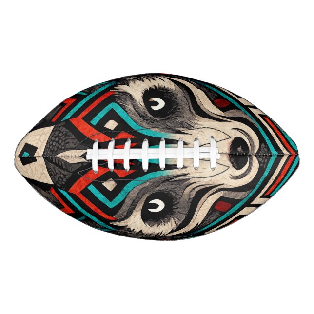 Balón De Fútbol Americano Aztec Wolf Face (Anverso)