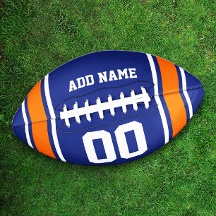 Balón De Fútbol Americano Azul de Jersey de Fútbol Naranja personalizado