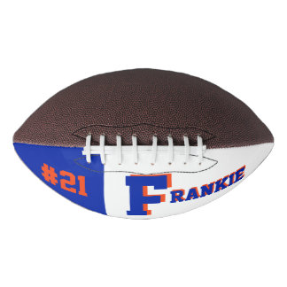 Balón De Fútbol Americano Azul y Naranja monograma