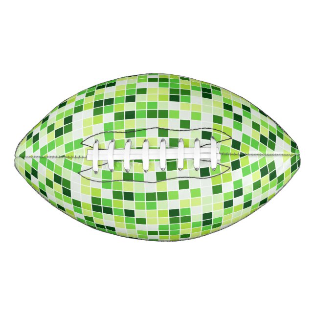 Balón De Fútbol Americano Baldosas de piscina, mosaicos verdes, patrón geomé (Anverso)