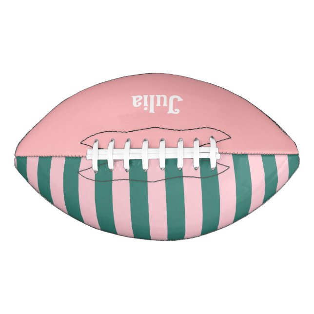 Balón De Fútbol Americano Bandas de ropa deportiva Retro Preppy - Verde Rosa (Anverso)