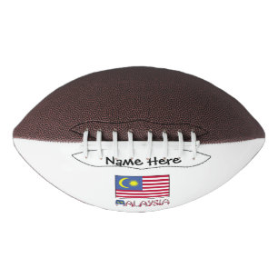 Balón De Fútbol Americano Bandera de Malasia Personalización Negra