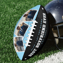 Balón De Fútbol Americano Best Boyfriend Ever Photo Valentine's Blue & Black