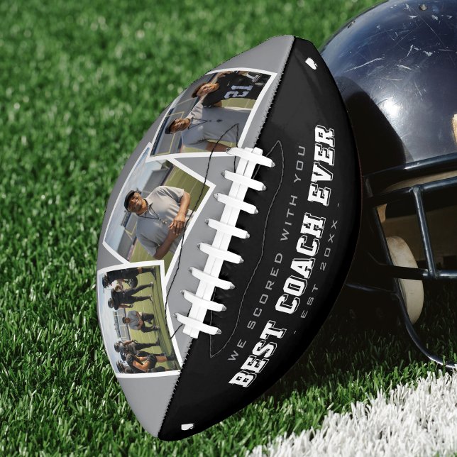 Balón De Fútbol Americano Best Coach Ever Photo Grey & Black (Best Coach Ever Photo Grey & Black Football
)