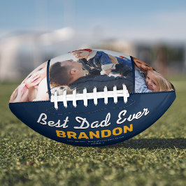Balón De Fútbol Americano Best Dad Ever Blue Custom Photo