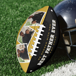 Balón De Fútbol Americano Best Father Ever Photo Father's Day Gold & Black