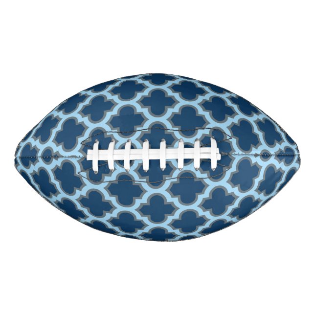 Balón De Fútbol Americano Blue and Baby Blue Trellis, Lattice, Quatrefoil (Anverso)