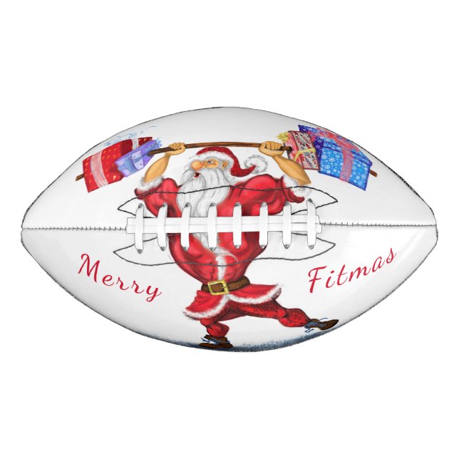 Balón De Fútbol Americano Bodybuilder Santa con Navidades regalando fútbol (Anverso)