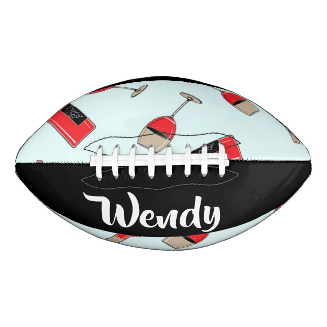 Balón De Fútbol Americano Botellas de vino rojo y patrón de gafas (Anverso)