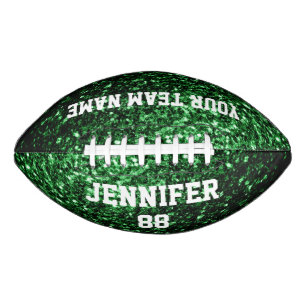 Balón De Fútbol Americano Brillo verde oscuro destella Tu nombre Equipo