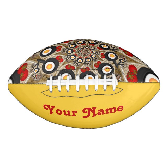Balón De Fútbol Americano Brunch Fractal Art Divertida Comida, Tomates, Huev (Anverso)