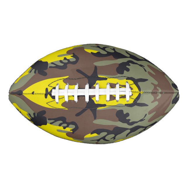 Balón De Fútbol Americano Camuflaje amarillo y marrón, ejército (Anverso)