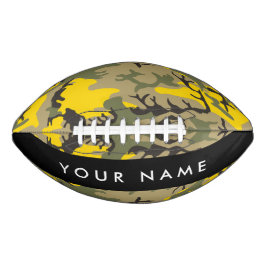 Balón De Fútbol Americano Camuflaje amarillo y verde Tu nombre Personaliza