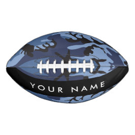 Balón De Fútbol Americano Camuflaje Azul Marino Personaliza tu nombre
