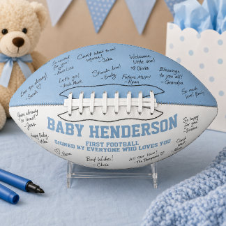 Balón De Fútbol Americano Champán de bebé Es un niño Deportes Azul Blanco Pr