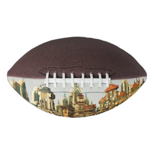 Balón De Fútbol Americano Ciudad de fantasía futurista Arte de horizonte de