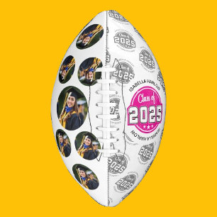Balón De Fútbol Americano Clase de 2025 Foto de graduado rosado