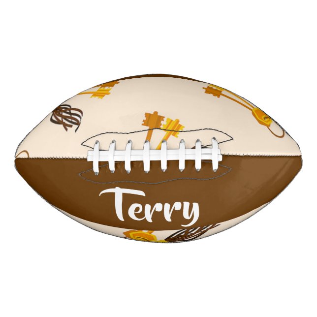 Balón De Fútbol Americano Claves de casa de oro en rosa (Anverso)