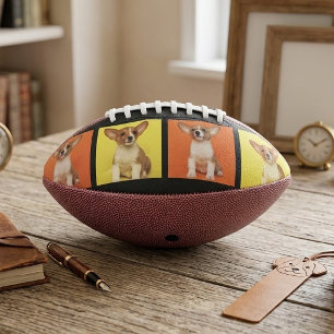 Balón De Fútbol Americano Colage de 4 Fotos Personalizadas de tu Perro